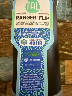 NEW-18oz. Ranger Flip TAL Stainless Steel Bottle - Gray& Black travel Tumblr